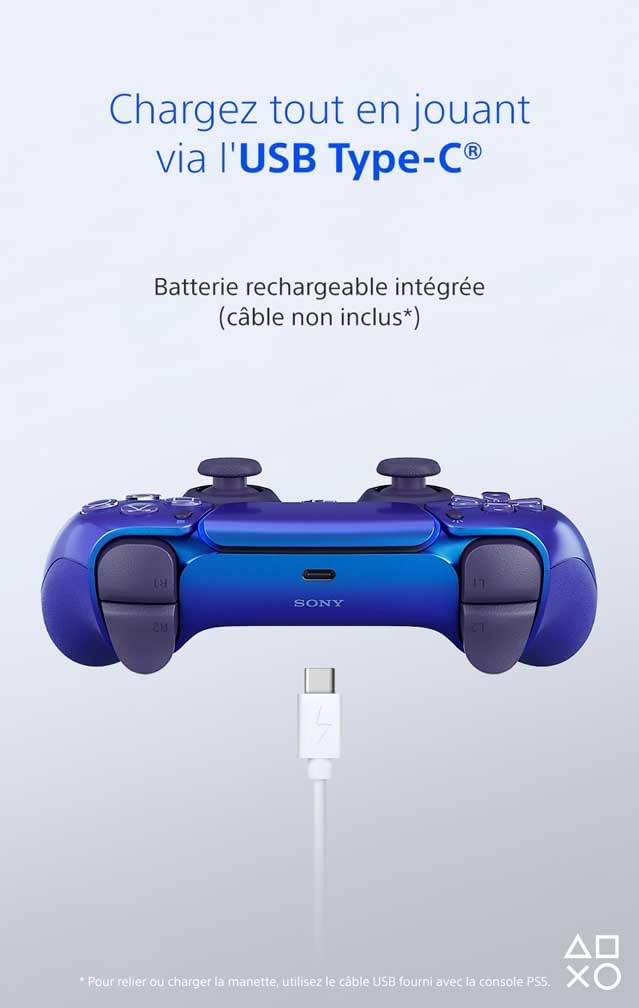 Playstation Sony, Manette 5 Officielle DualSense, Sans Fil, avec Retour Haptique & Gâchettes Adaptatives, Micro Intégré, Batterie Rechargeable, Couleur : Chroma Indigo