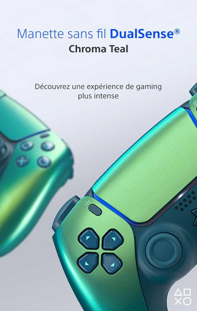 Playstation Sony, Manette 5 Officielle DualSense, Sans Fil, avec Retour Haptique & Gâchettes Adaptatives, Micro Intégré, Batterie Rechargeable, Couleur : Chroma Teal