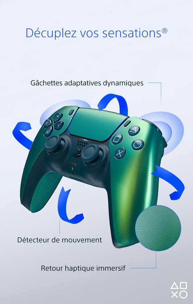 Playstation Sony, Manette 5 Officielle DualSense, Sans Fil, avec Retour Haptique & Gâchettes Adaptatives, Micro Intégré, Batterie Rechargeable, Couleur : Chroma Teal