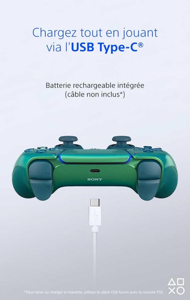 Playstation Sony, Manette 5 Officielle DualSense, Sans Fil, avec Retour Haptique & Gâchettes Adaptatives, Micro Intégré, Batterie Rechargeable, Couleur : Chroma Teal