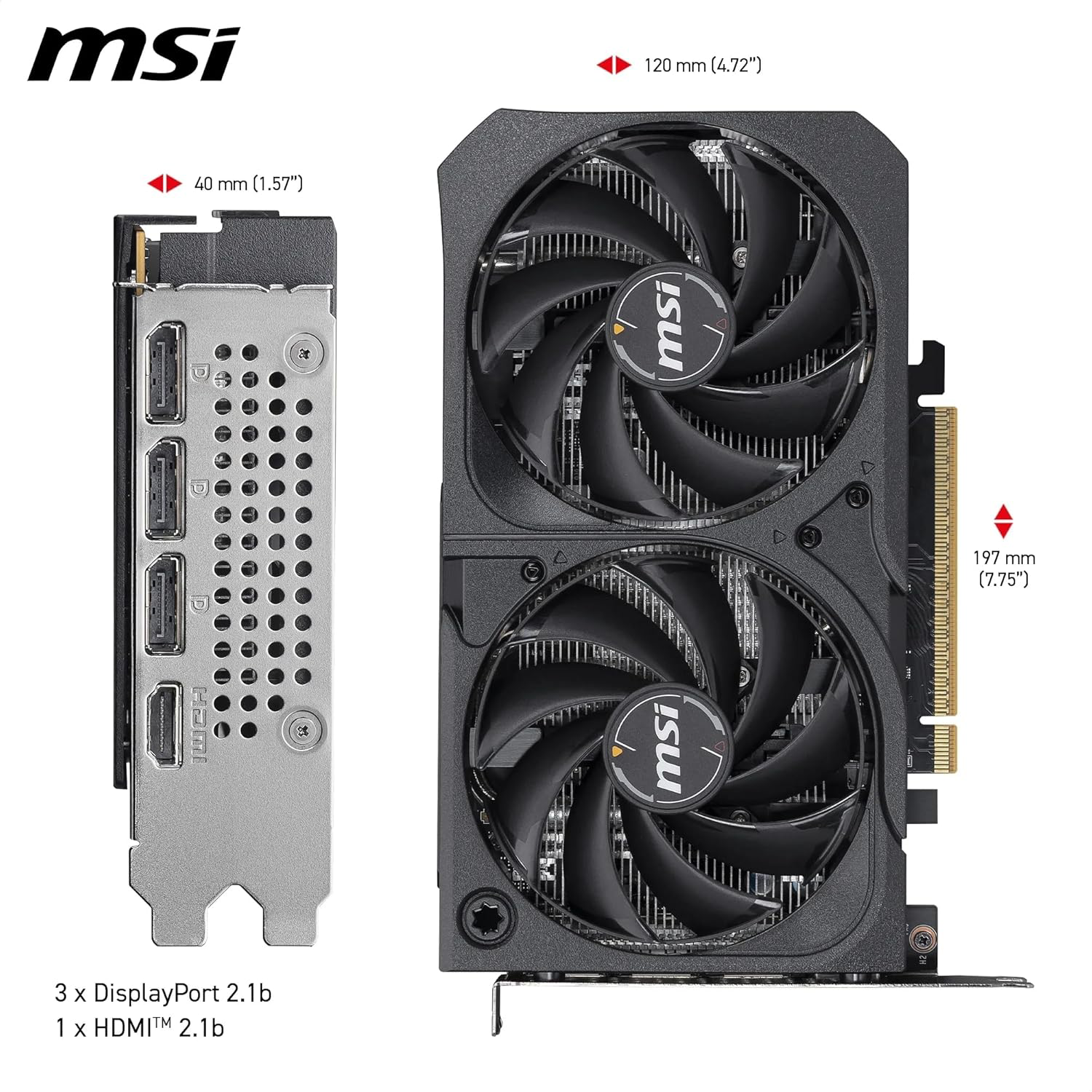 MSI NVIDIA GeForce RTX 5050 8G Shadow 2X OC Carte Graphique - 8 Go GDDR7