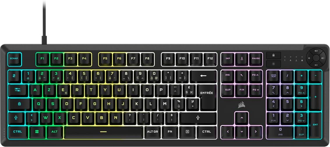 Corsair K55 Core RGB Clavier de Jeu Filaire à Membrane - AZERTY FR