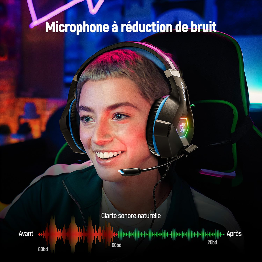 Casque gamer pour Ps5, Ps4, PC