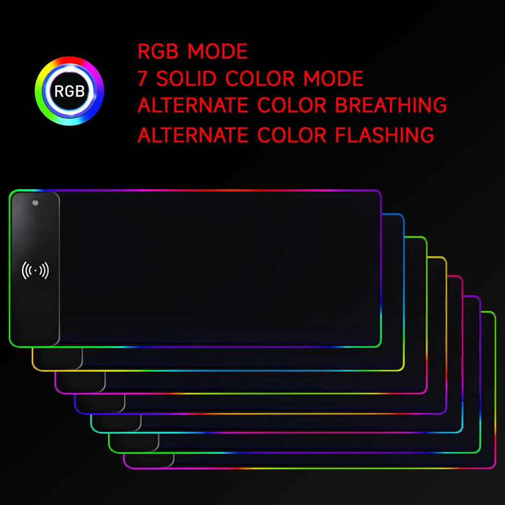 Tapis de Souris XXL RGB avec Chargeur sans Fil