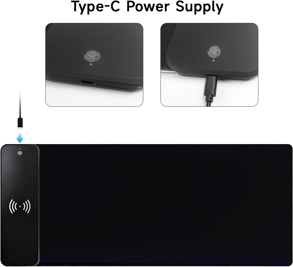 Tapis de Souris XXL RGB avec Chargeur sans Fil