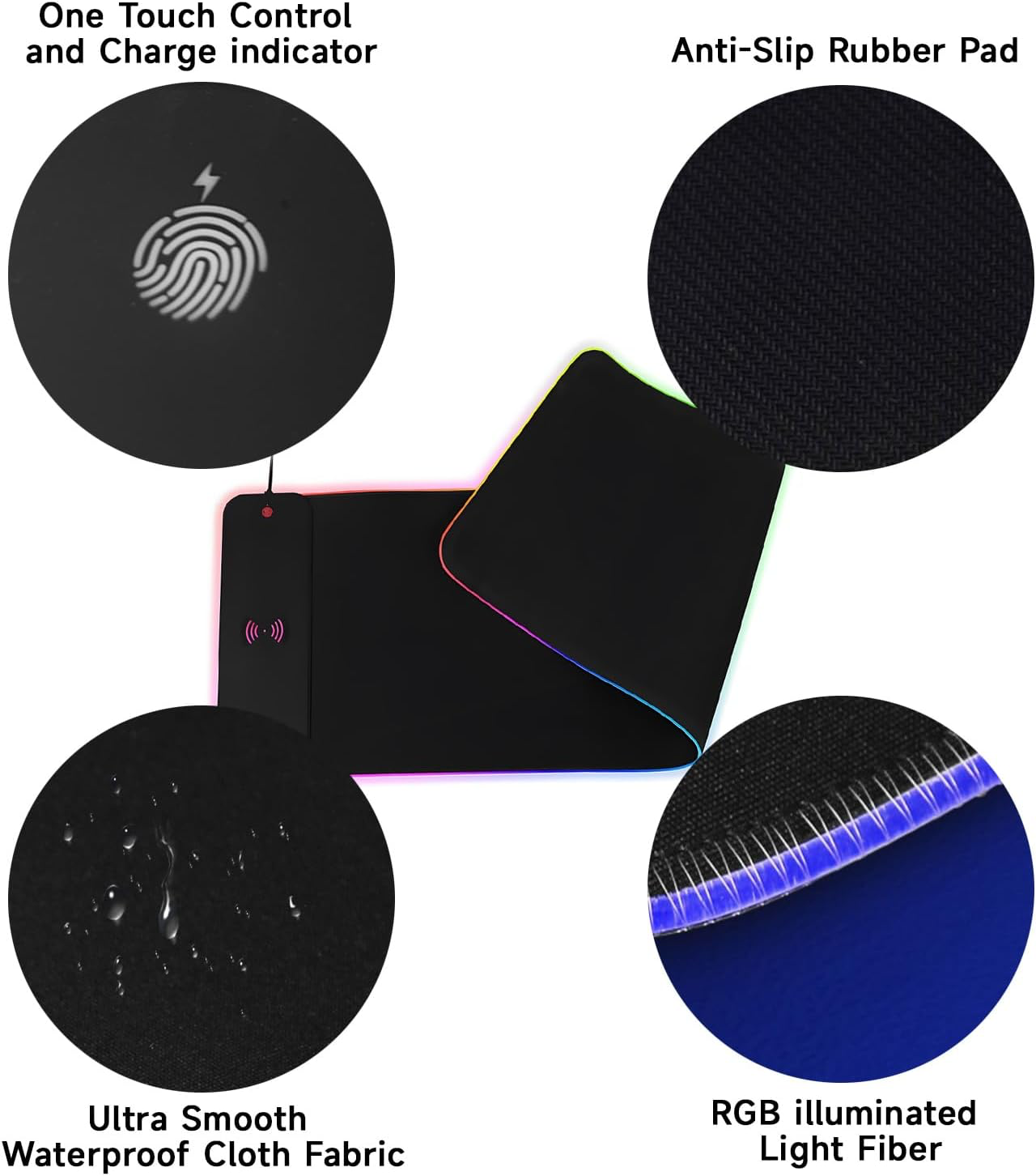 Tapis de Souris XXL RGB avec Chargeur sans Fil