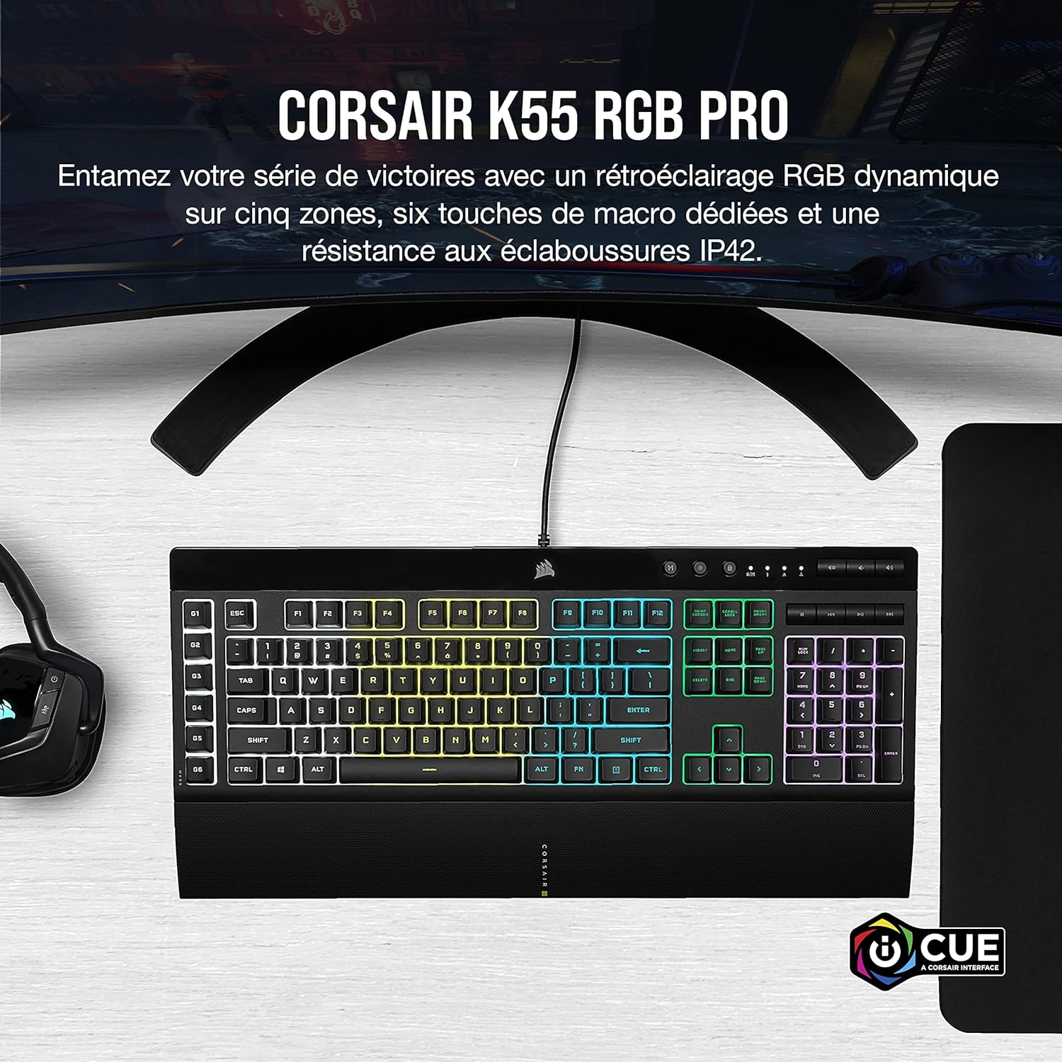 CORSAIR K55 RGB PRO Clavier de Jeu Filaire à Membrane
