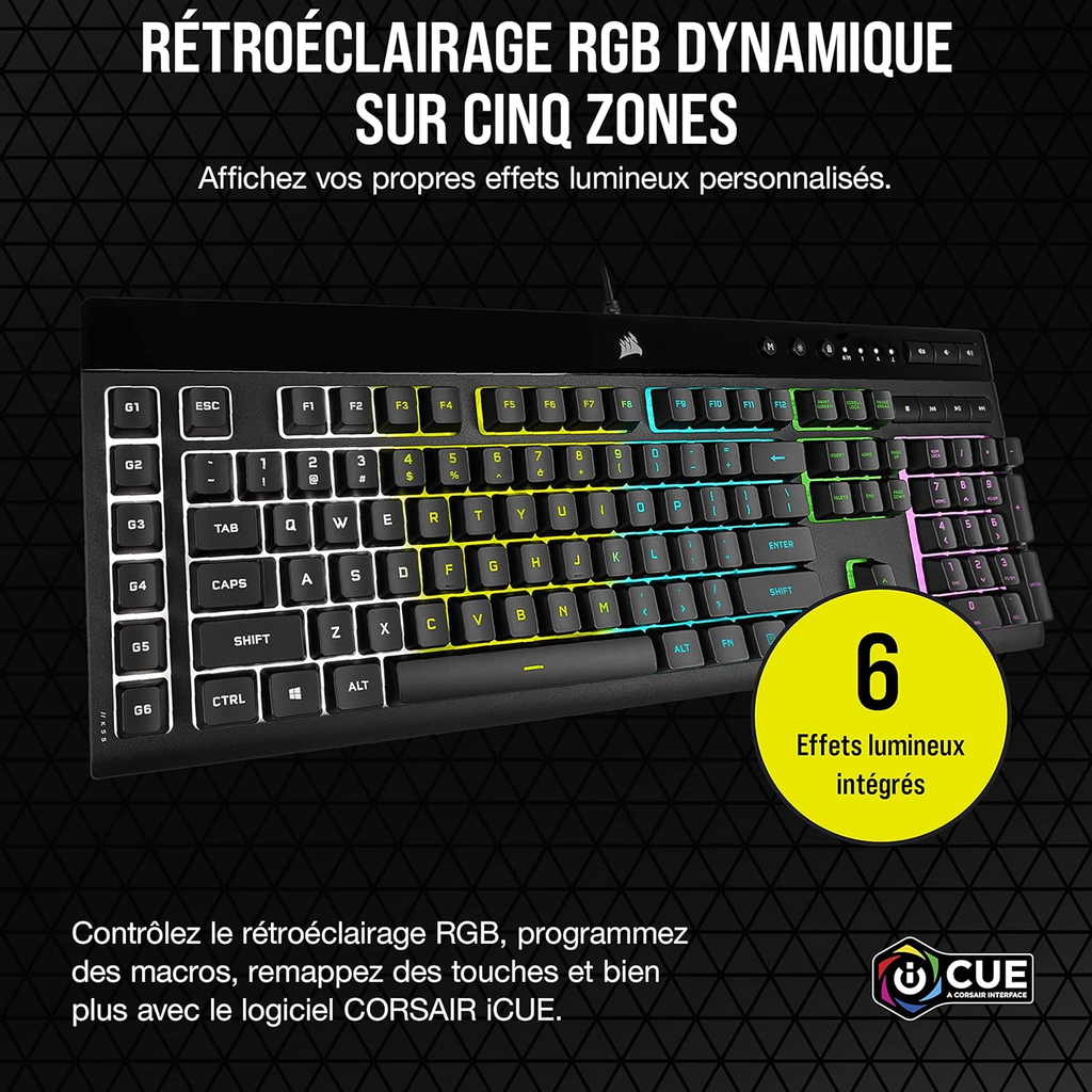 CORSAIR K55 RGB PRO Clavier de Jeu Filaire à Membrane
