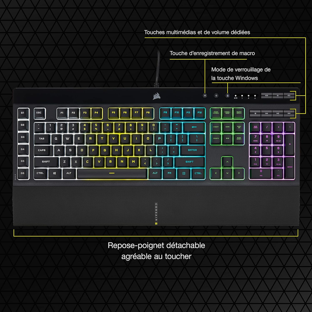 CORSAIR K55 RGB PRO Clavier de Jeu Filaire à Membrane