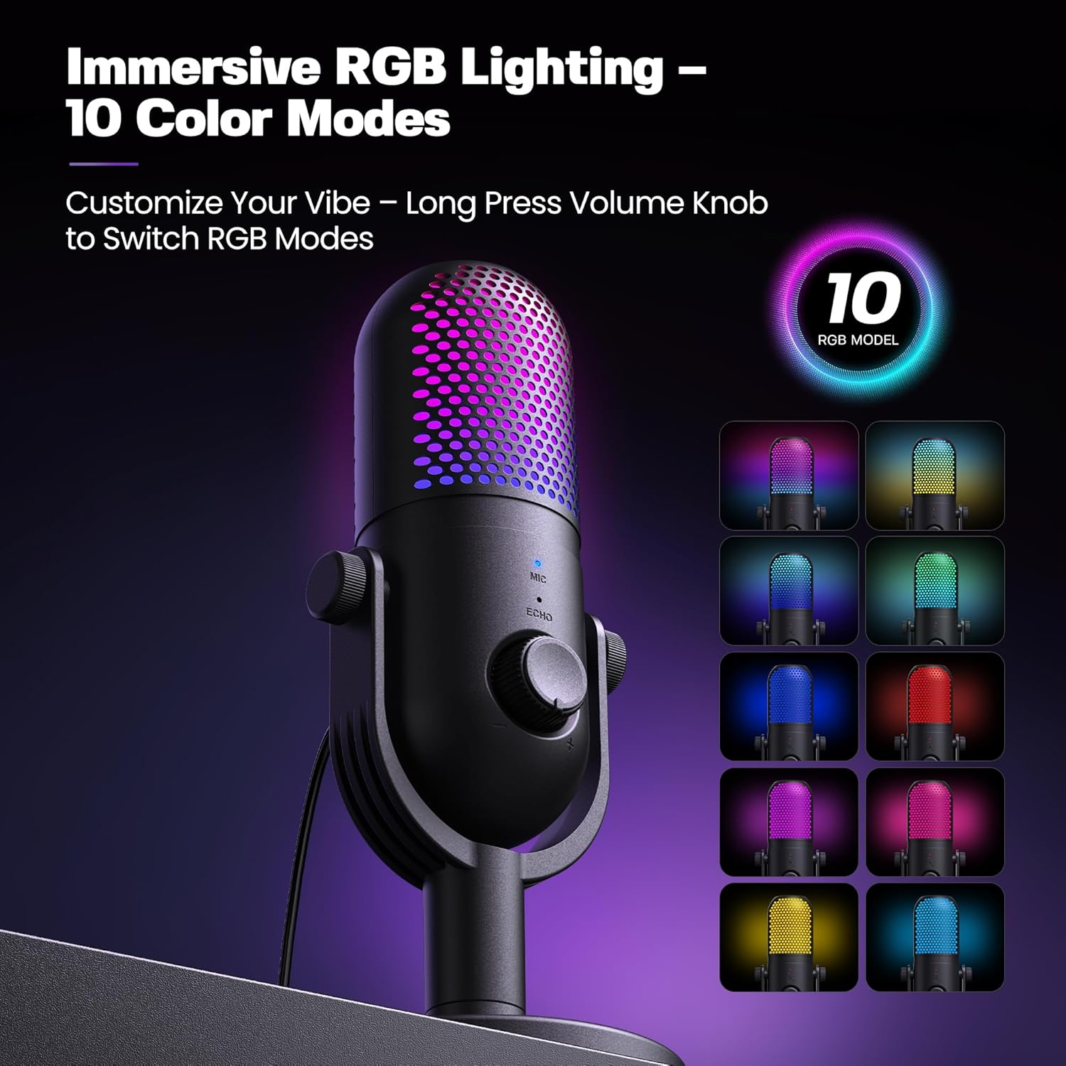 USB Micro Condensateur PC Gaming: Microphone Gamer pour PS4 & PS5 - Bureau Micro RGB