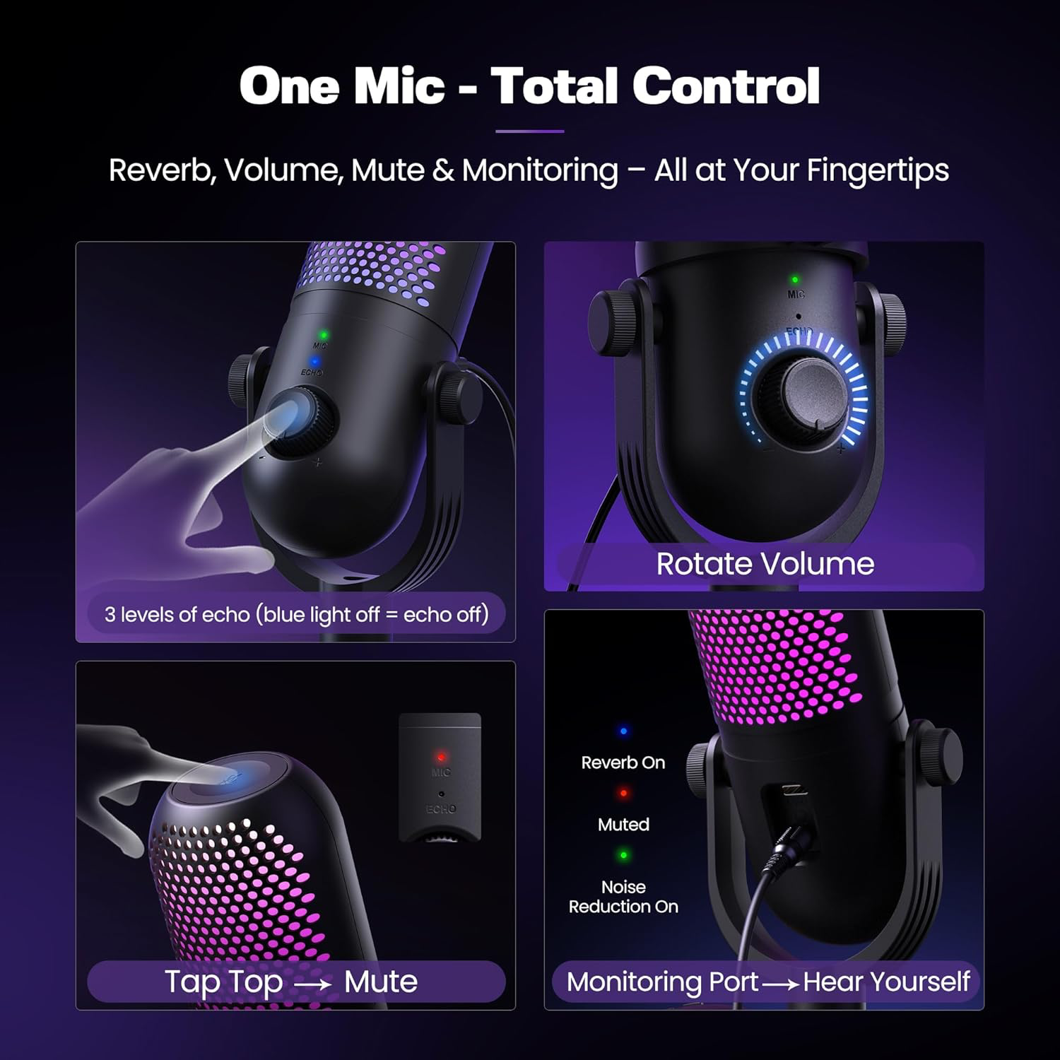 USB Micro Condensateur PC Gaming: Microphone Gamer pour PS4 & PS5 - Bureau Micro RGB