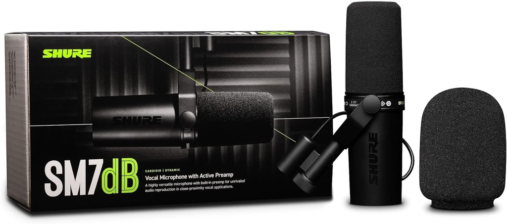 Shure SM7dB Microphone Dynamique pour la Voix avec préampli intégré pour Le Streaming, Le Podcast, et l'enregistrement