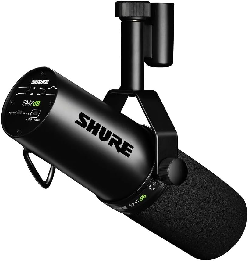 Shure SM7dB Microphone Dynamique pour la Voix avec préampli intégré pour Le Streaming, Le Podcast, et l'enregistrement
