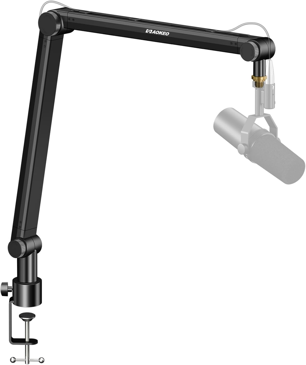 Bras de microphone, Aokeo AK - 48 réglable compact ciseaux bras support pour Shure sm7b Blue Yeti, snowball ice, HyperX quadcast, solocast, elgato Wave et plus encore