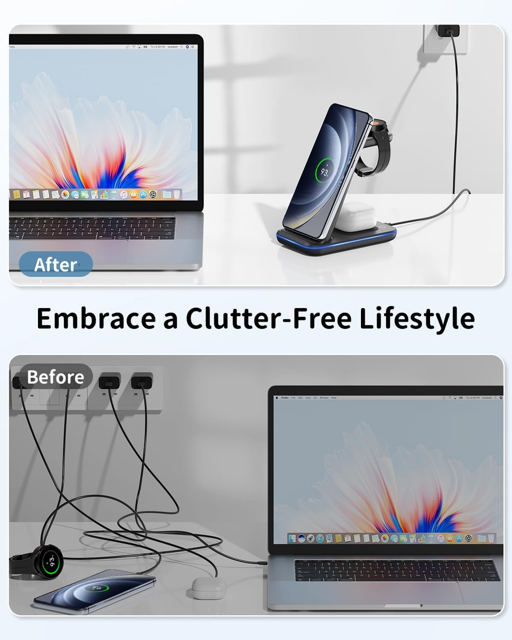 Station de Charge pour Samsung, 3 en 1 Chargeur Induction para Samsung