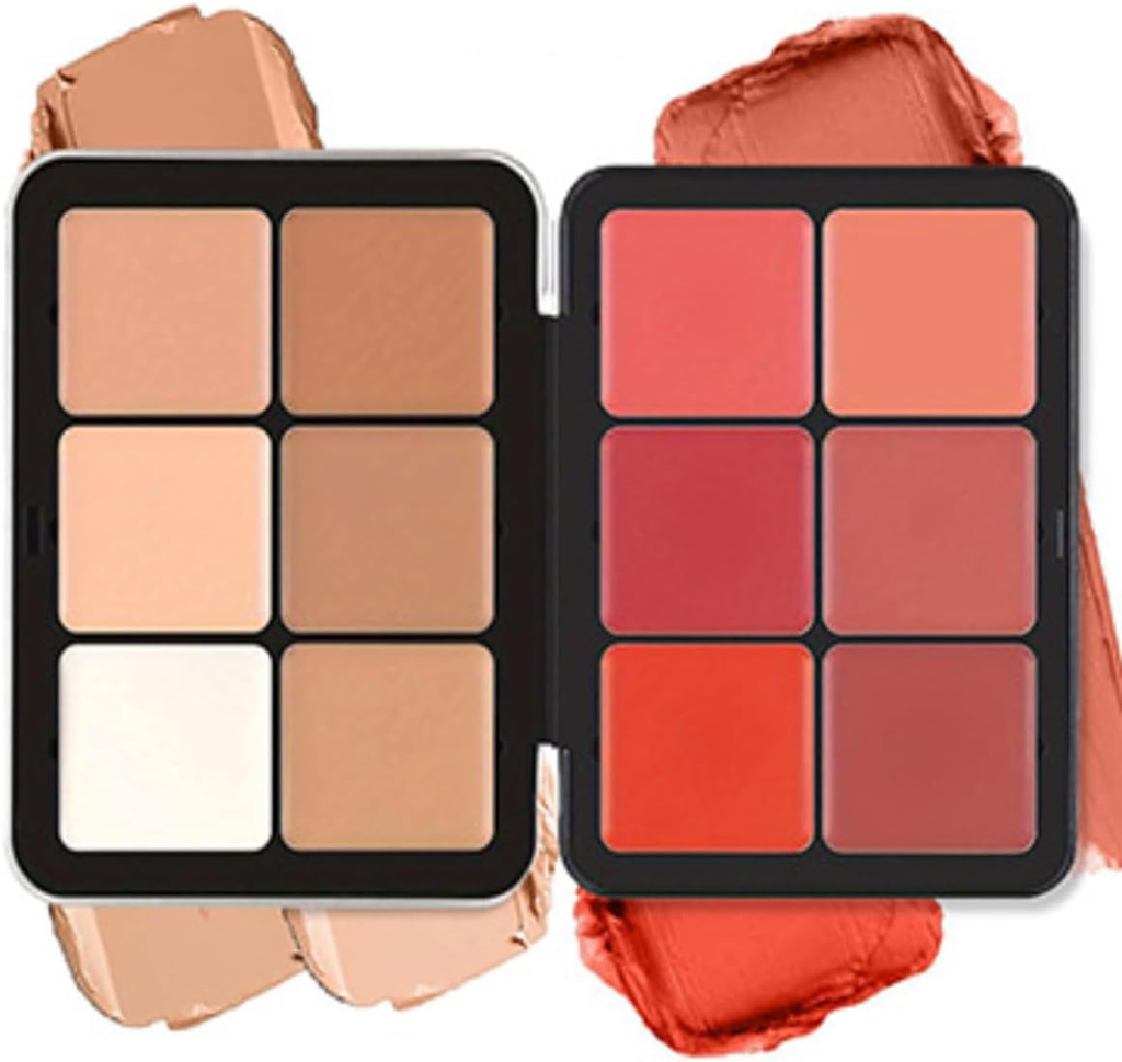 Palette de 12 couleurs d'anticernes et de fards à joues, longue tenue, résistante aux bavures