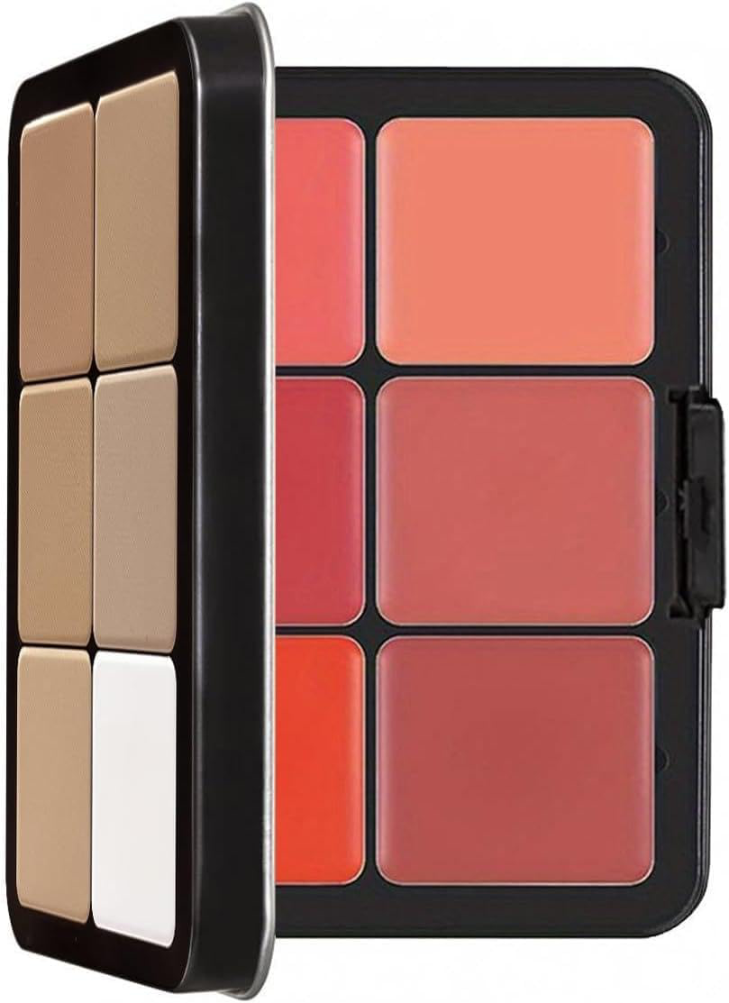 Palette de 12 couleurs d'anticernes et de fards à joues, longue tenue, résistante aux bavures