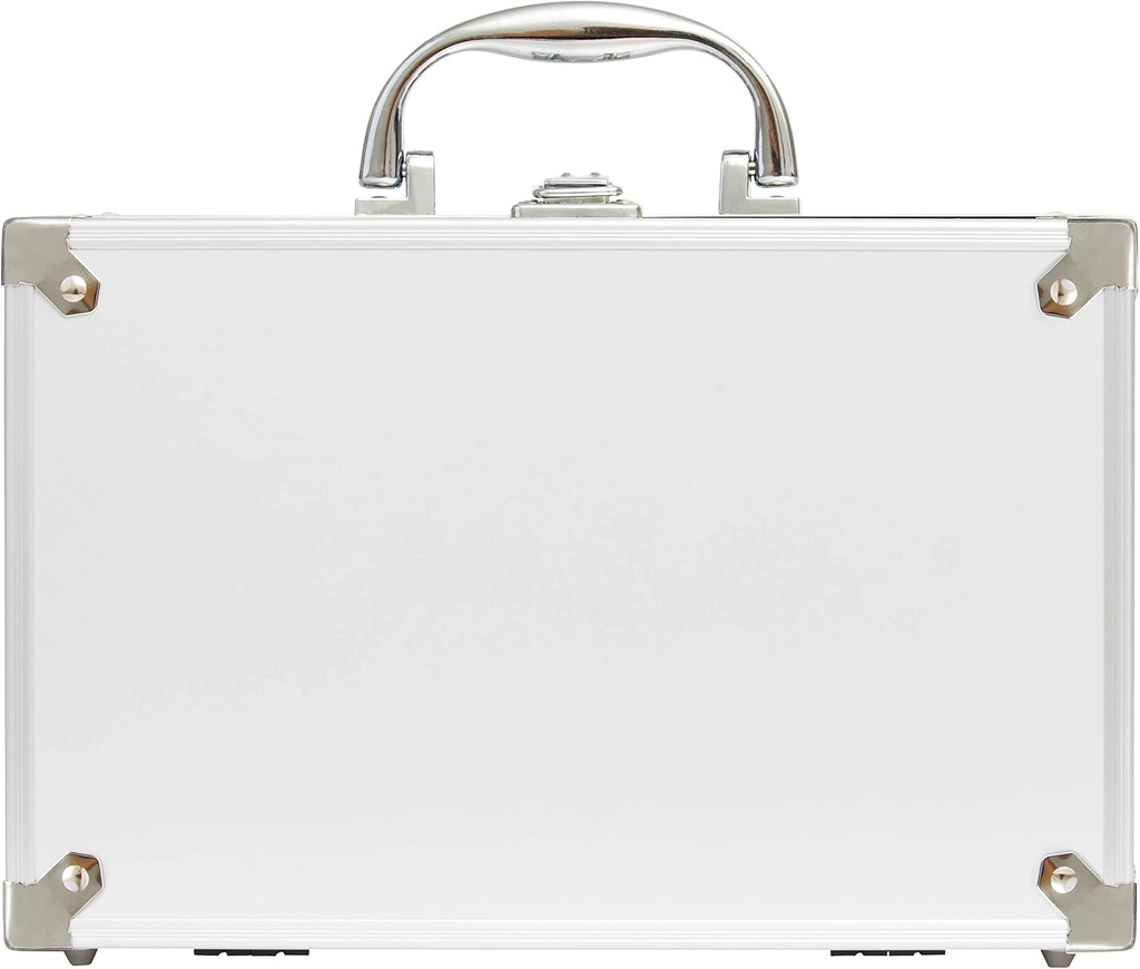 Coffret Maquillage Femme, Inclut Rouge à Lèvres, Ombres à Paupières, Blush, Vernis à Ongles, et Miroir, Mallette Métallique Portable et Légère, Bon Voyage