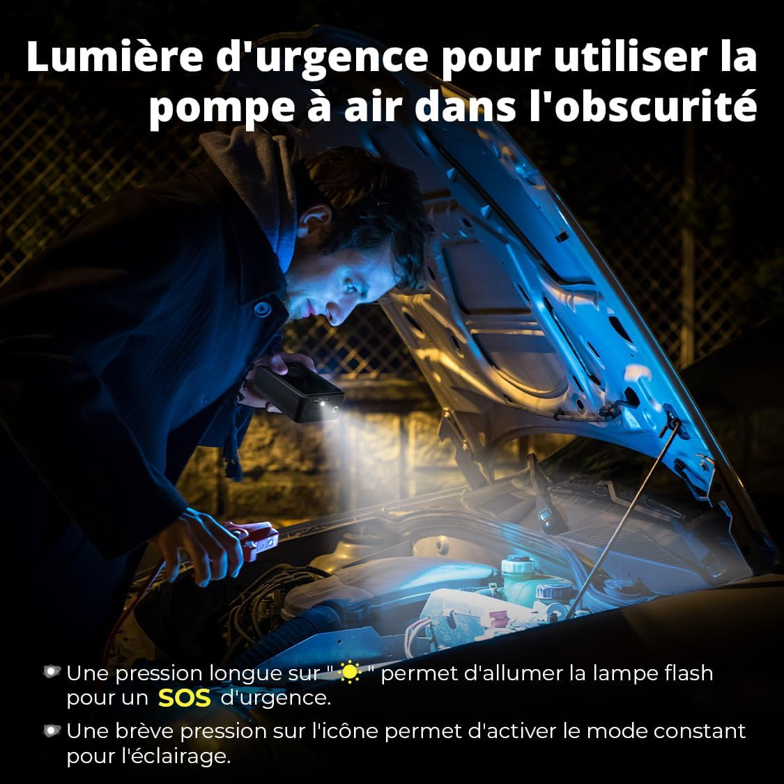Gonfleur Pneus Voiture sans Fil Mini Compresseur à Air Portatif