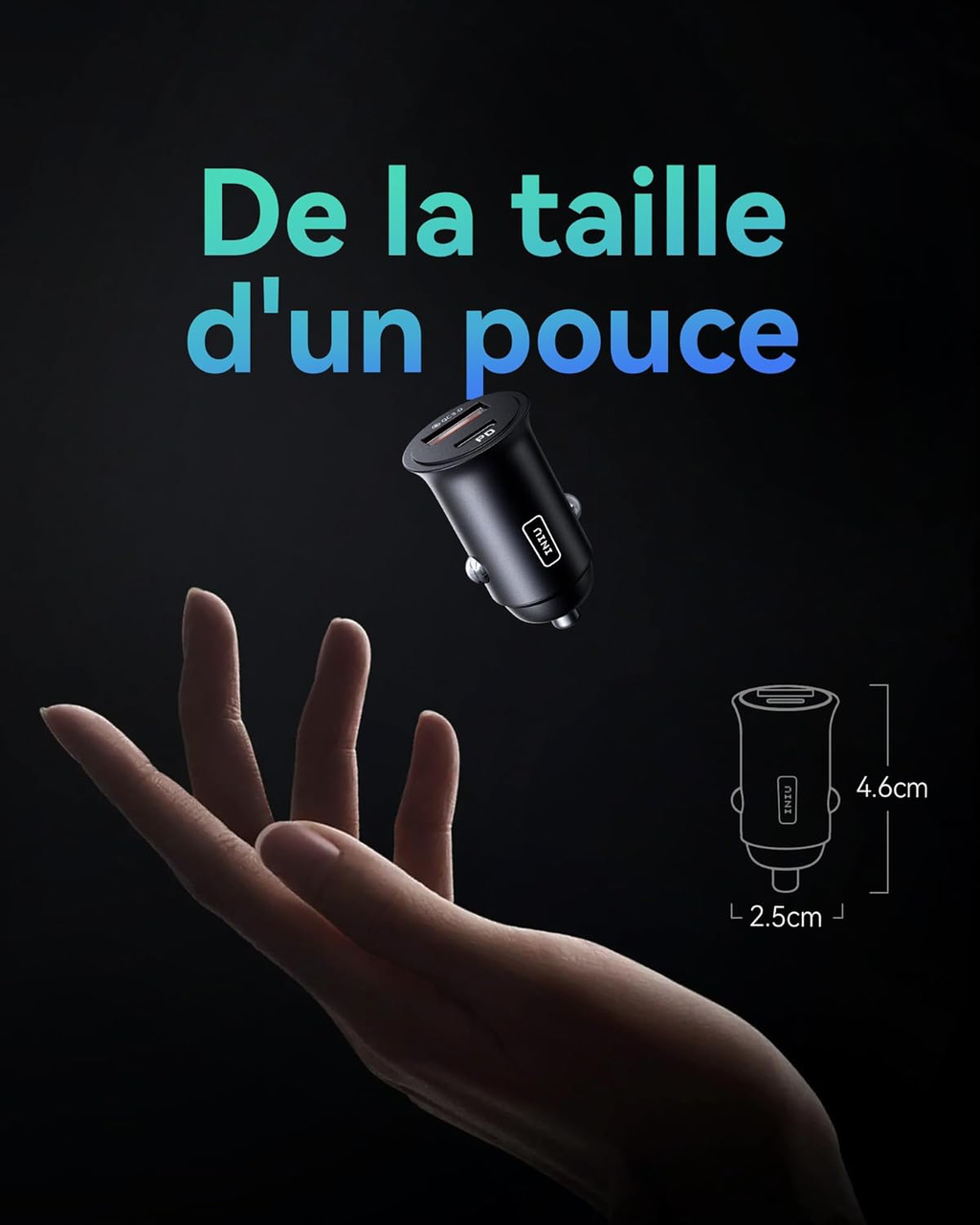 Allume Cigare USB C, 2 Ports 60W Charge Rapide Chargeur Voiture with USB C et A, Prise Allume Cigare 12V