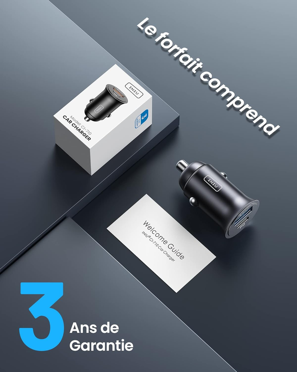 Allume Cigare USB C, 2 Ports 60W Charge Rapide Chargeur Voiture with USB C et A, Prise Allume Cigare 12V