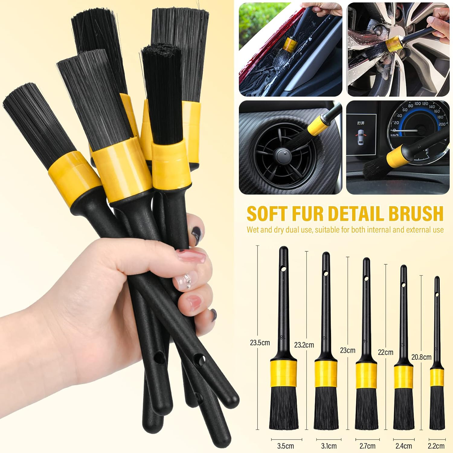 Kit De Nettoyage Voiture - 20 Pièces Intérieur Extérieur - Kit Lavage Voiture Avec Brosses, Éponges Polissage, Gel Nettoyage Plus Encore - Sac Transport