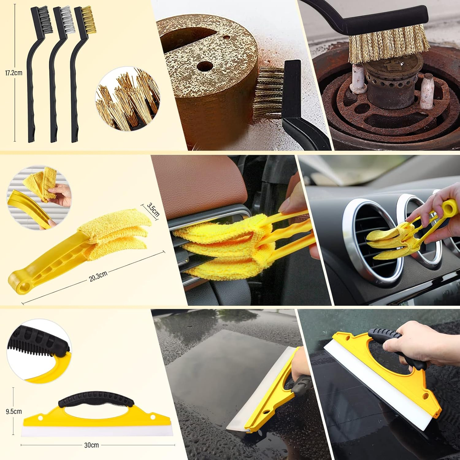 Kit De Nettoyage Voiture - 20 Pièces Intérieur Extérieur - Kit Lavage Voiture Avec Brosses, Éponges Polissage, Gel Nettoyage Plus Encore - Sac Transport