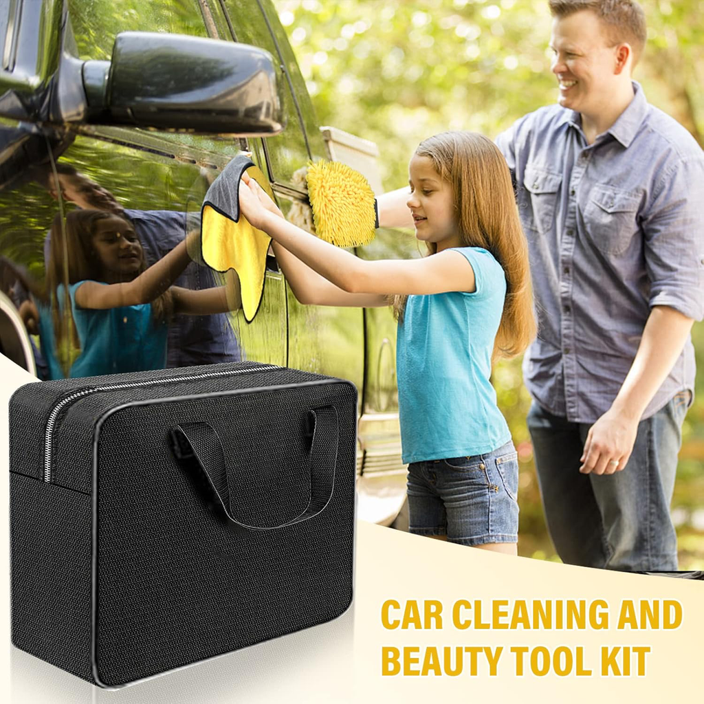 Kit De Nettoyage Voiture - 20 Pièces Intérieur Extérieur - Kit Lavage Voiture Avec Brosses, Éponges Polissage, Gel Nettoyage Plus Encore - Sac Transport