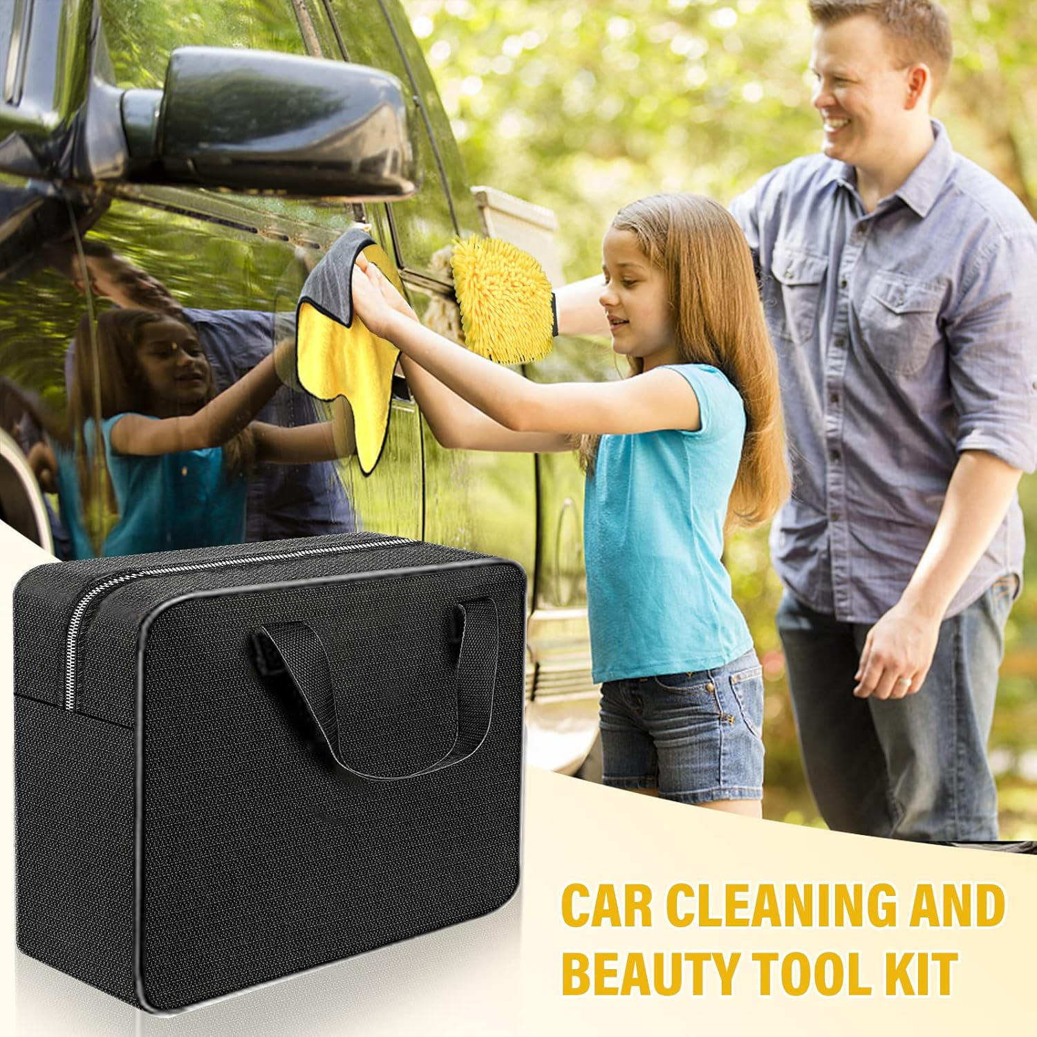 Kit De Nettoyage Voiture - 20 Pièces Intérieur Extérieur - Kit Lavage Voiture Avec Brosses, Éponges Polissage, Gel Nettoyage Plus Encore - Sac Transport