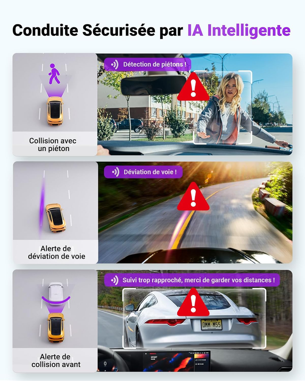 Dashcam Voiture S1 Pro Max 4K+4K Starvis 2 Avant et Arrière, Caméra embarquée 5G Wi-FI Dash Cam GPS 360° HDR Tampon Surveillance de stationnement,Contrôle Vocal Français，LTE en Option Max 1To