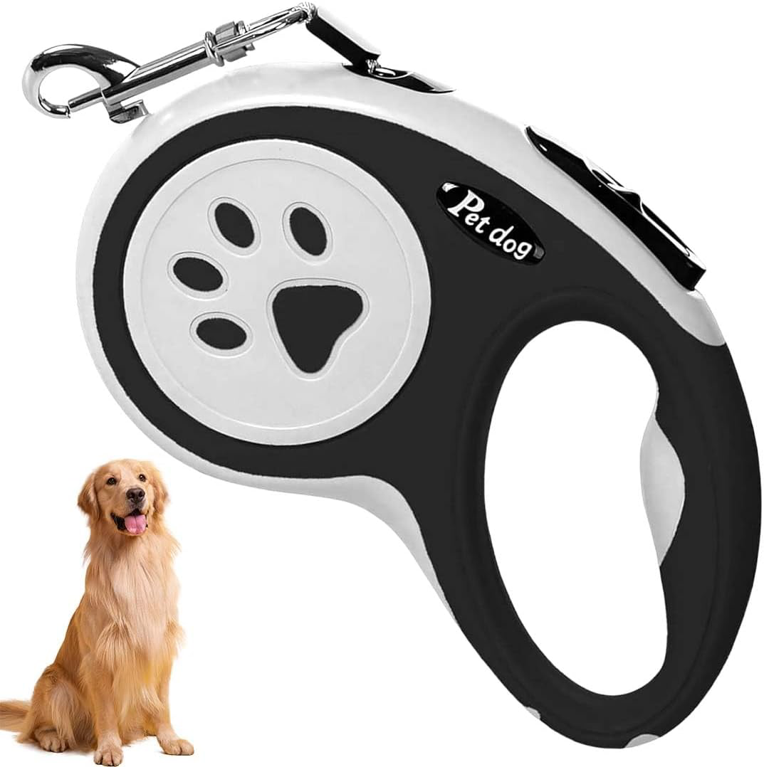 Laisse Chien Enrouleur, Laisse Flexible, Laisse Enrouleur Rétractable, Ruban Solide Anti-enchevêtrement, pour Petits et Moyens Chiens, Chats et Animaux de Compagnie Jusqu'à 20 Kg, 5m
