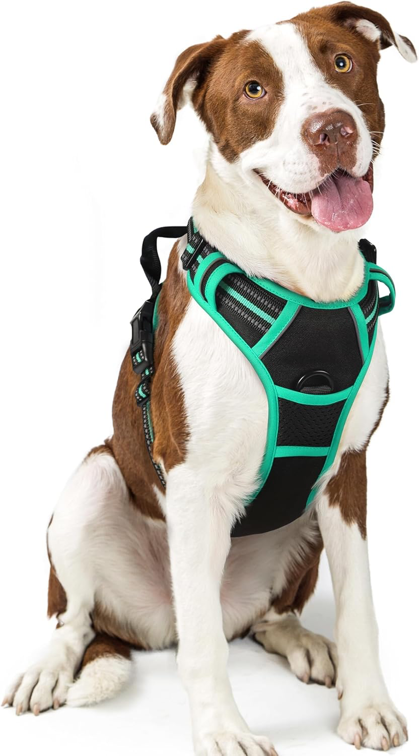 Harnais Chien Anti Traction, Arnet pour Chiens avec Poignée Contrôl, Facile à Mettre, Gilet Réfléchissant Réglable avec Attache Devant