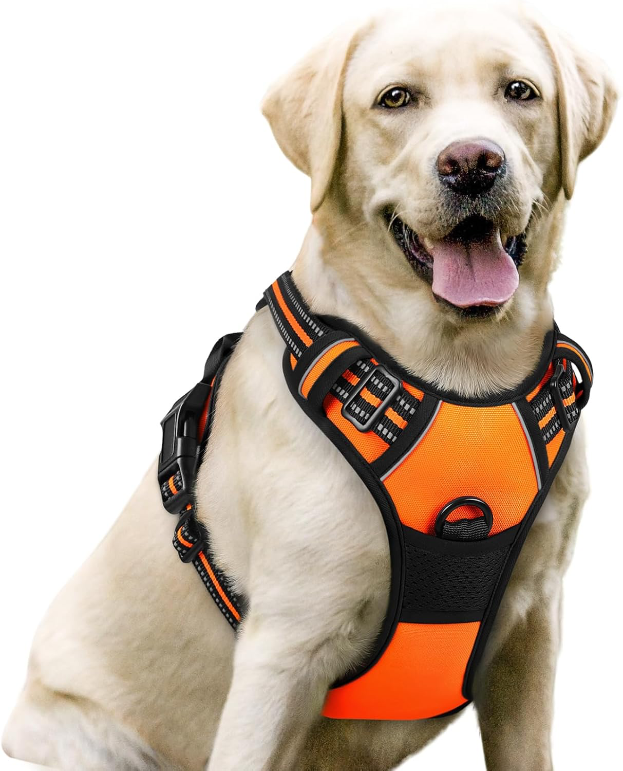 Harnais Chien Anti Traction, Arnet pour Chiens avec Poignée Contrôl, Facile à Mettre, Gilet Réfléchissant Réglable avec Attache Devant