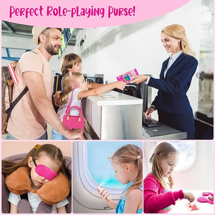 Sac à Main Petite Fille avec Accessoires - Maquillage Fille, Portefeuille, Un téléphone, Noël Cadeau d'anniversaire Jouets Filles 3 4 5 6 7 8 Ans