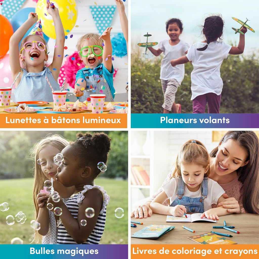 Lot de 60 cadeaux premium pour anniversaire d'enfant pour filles et garçons - Sacs cadeaux remplis de jouets