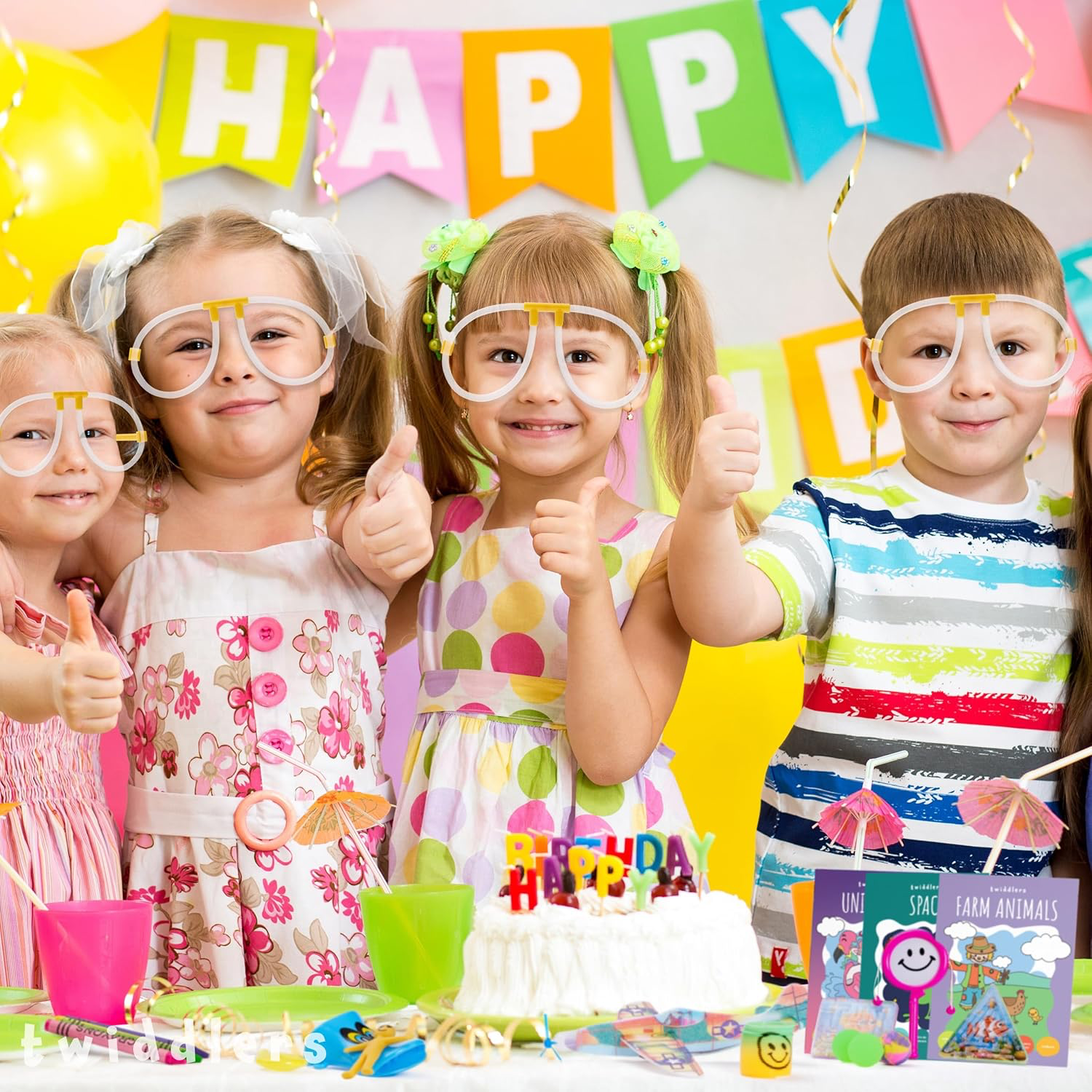 THE TWIDDLERS Lot de 60 cadeaux premium pour anniversaire d'enfant pour filles et garçons - Sacs cadeaux remplis de jouets