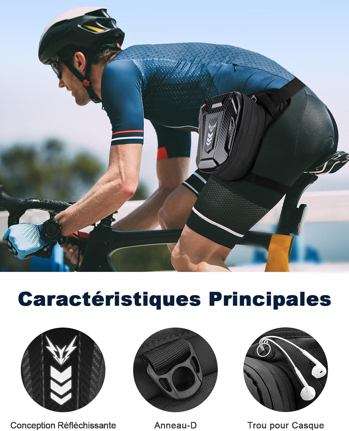 Sacoche de Jambe Moto, [Capacité Extensible] Sac Banane Pochette Ceinture Homme & Femme