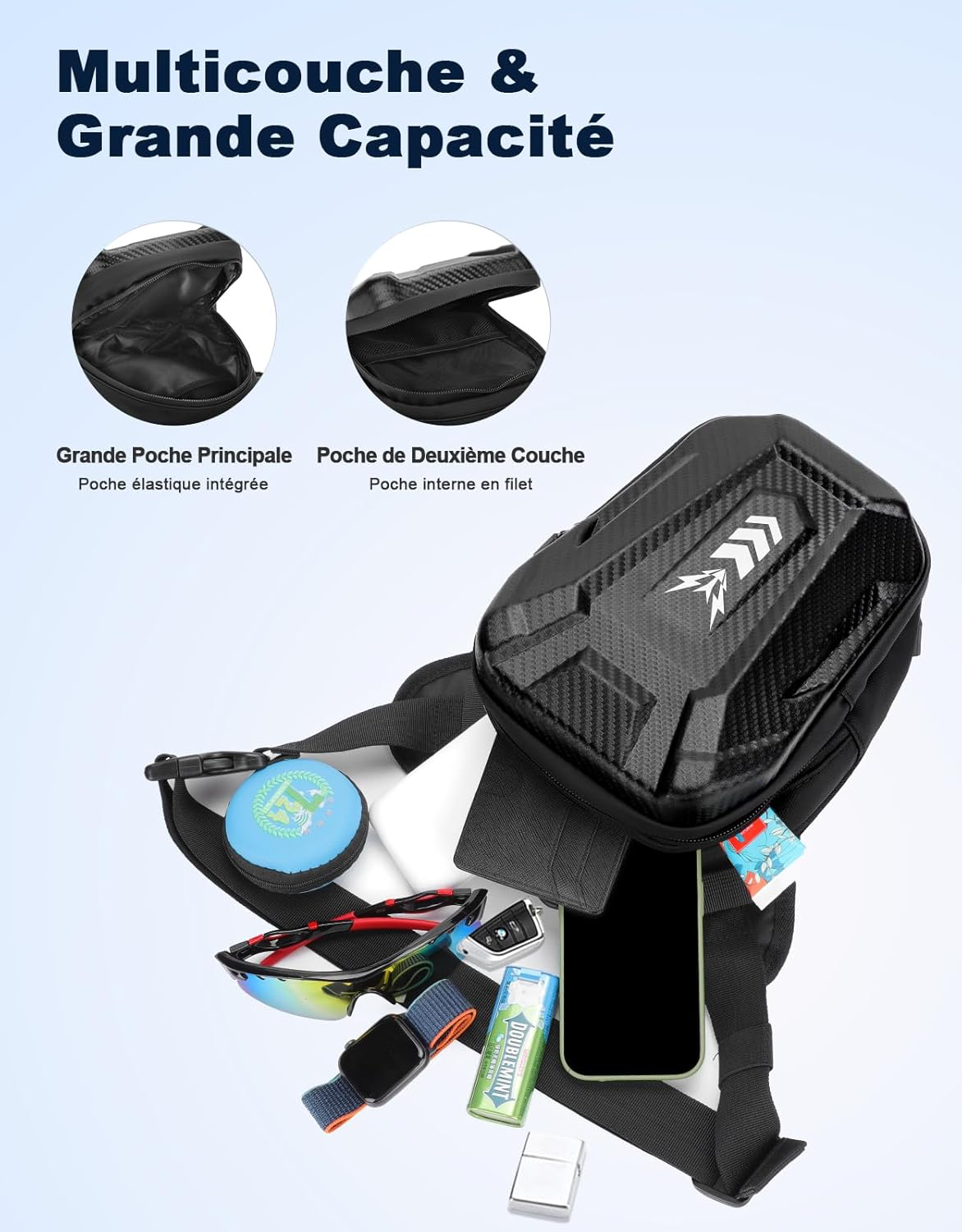 Sacoche de Jambe Moto, [Capacité Extensible] Sac Banane Pochette Ceinture Homme & Femme