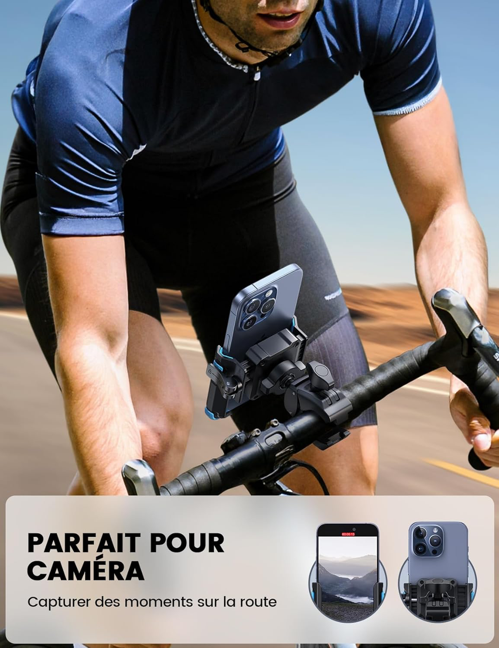 Support Téléphone Vélo, Support Téléphone Moto - [1S Verrouillage] 360° Rotation
