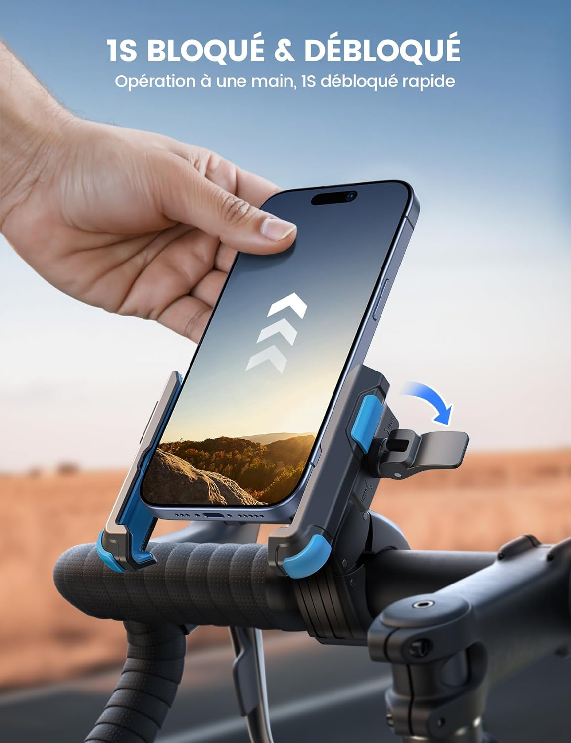 Lamicall Support Téléphone Vélo, Support Téléphone Moto - [1S Verrouillage] 360° Rotation