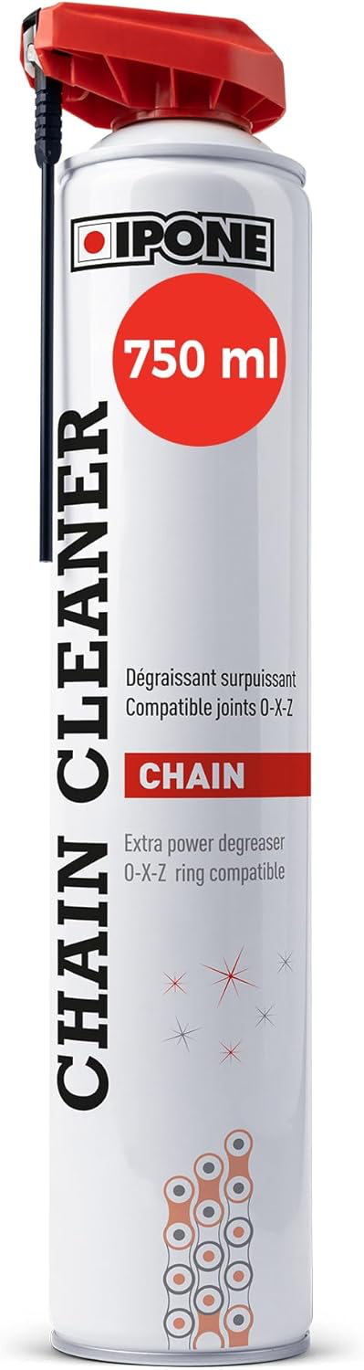 IPONE – Dégraissant Chaine Moto - Chain Cleaner – Diffuseur Multi-positions 750 ml – Efficace Contre les Graisses les Plus Tenaces – Nettoie et Fait Briller - Pulvérisation Puissante