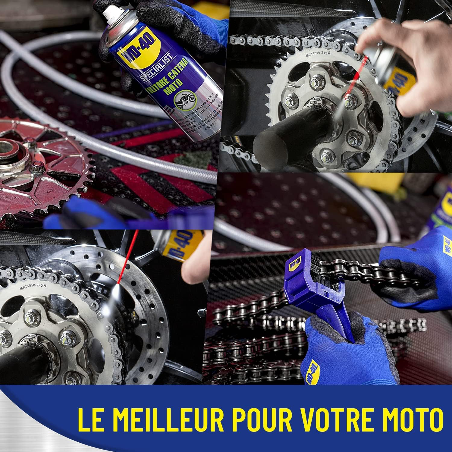 WD-40 Specialist Moto • Nettoyant Chaîne • Aérosol • Sèche rapidement • Ne laisse pas de résidus • Aide à réduire l'usure • 400 ML