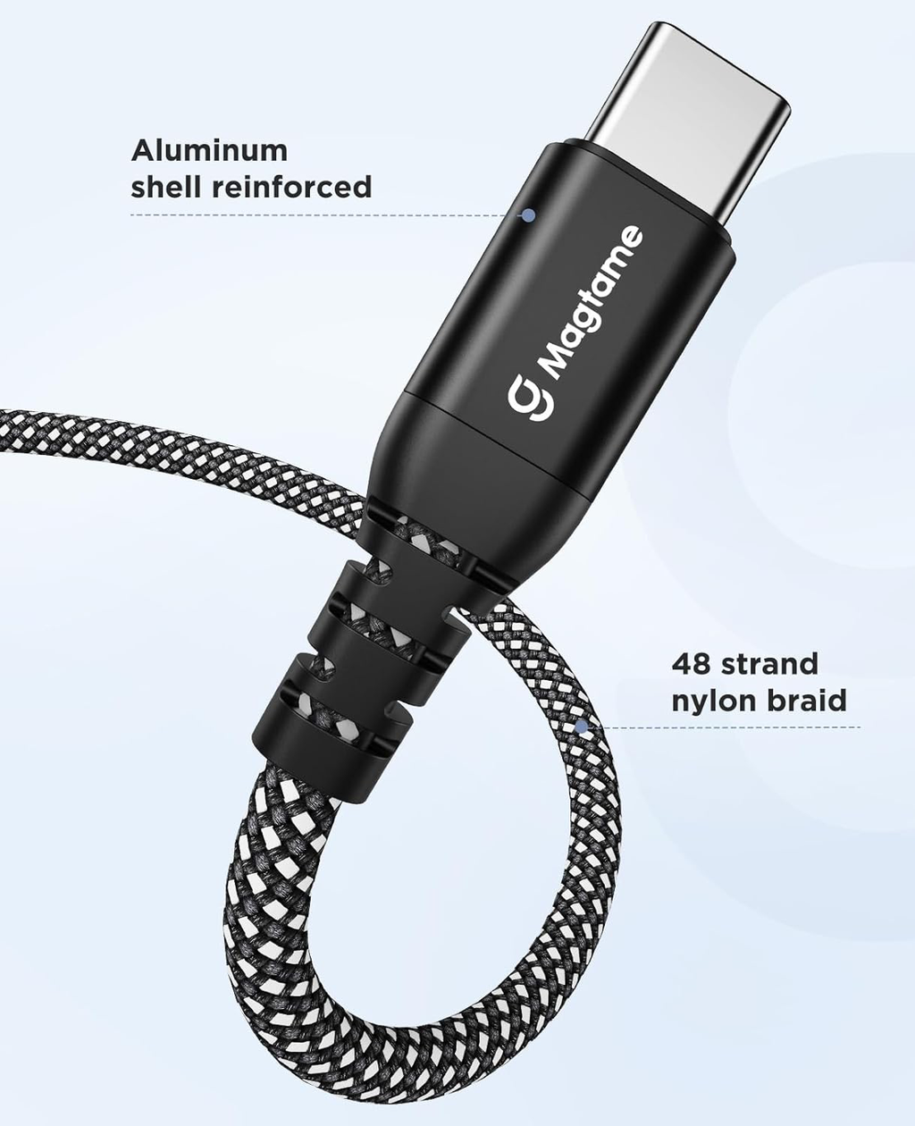 Câble magnétique USB C, USBA enroulé élastique vers USB-C, USBC rétractable de 1 m, câbles de charge rapide en nylon tressé de type-C