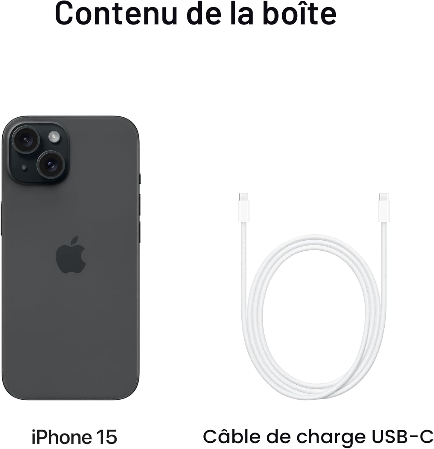 Apple iPhone 15, 128 Go, Noir (Reconditionné)