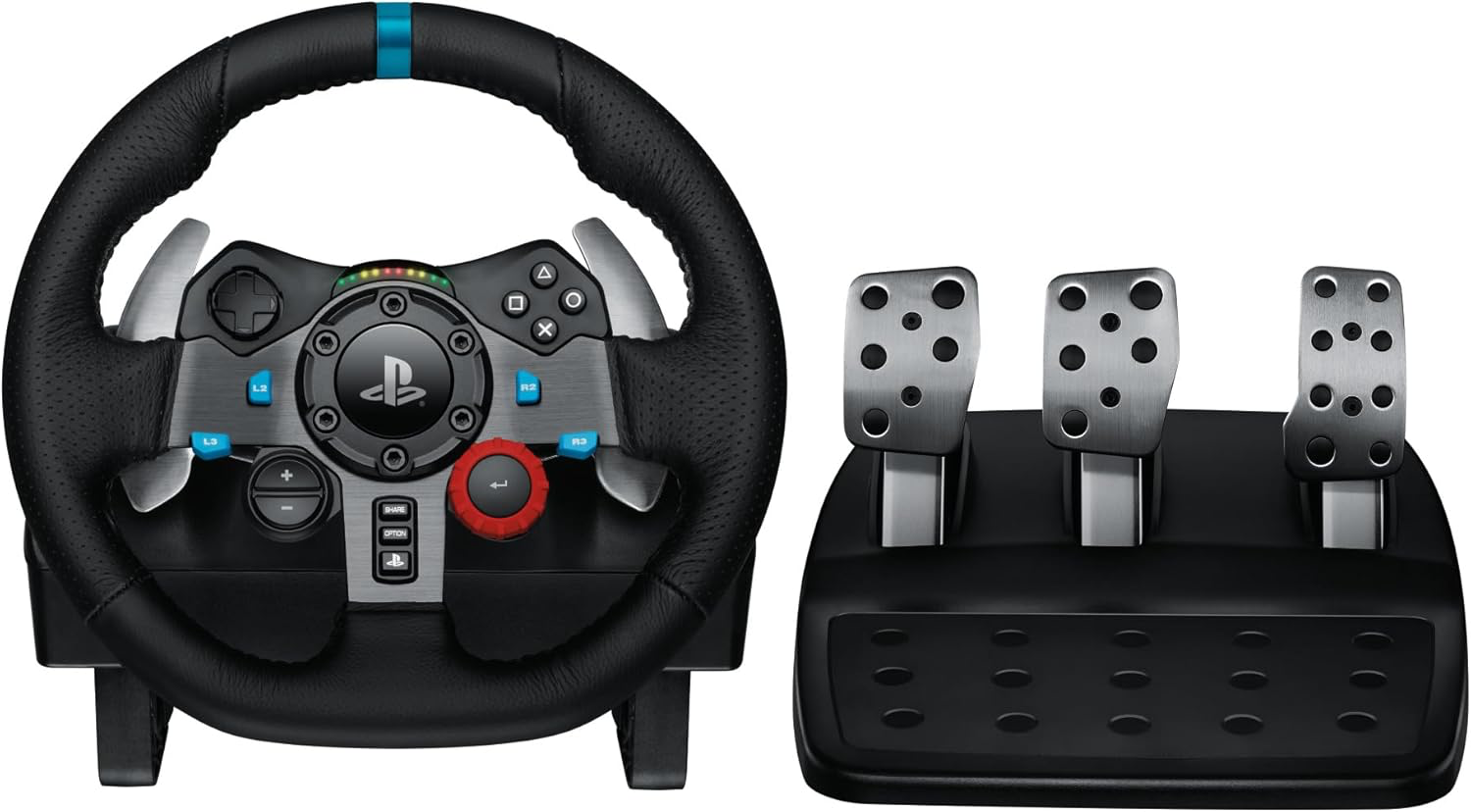 Logitech G G29 Driving Force volant de course et pédales, retour de force réaliste, leviers de vitesse en acier inoxydable, couverture de volant pour PS5, PS4, PC et Mac - Noir