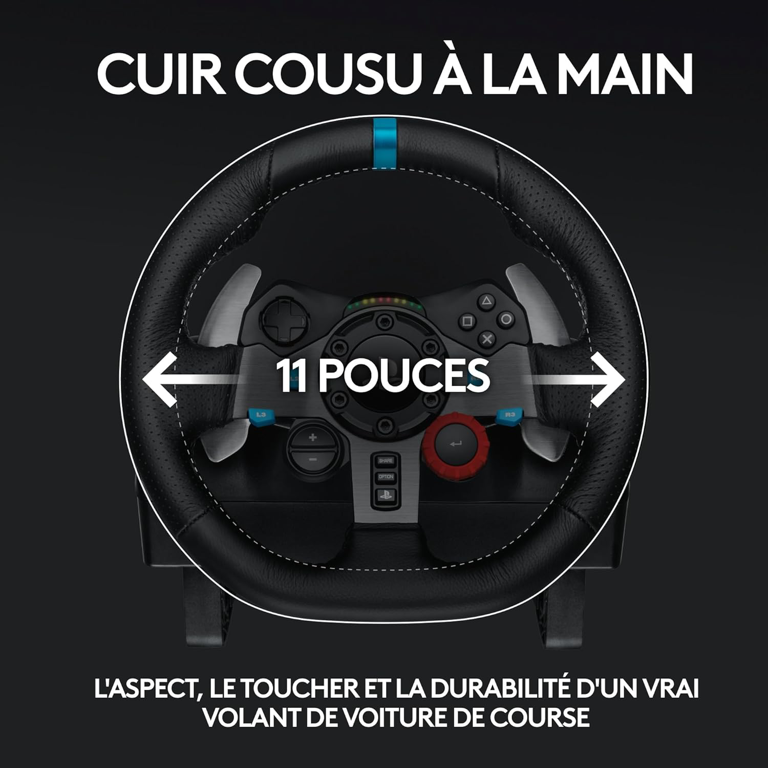 Logitech G G29 Driving Force volant de course et pédales, retour de force réaliste, leviers de vitesse en acier inoxydable, couverture de volant pour PS5, PS4, PC et Mac - Noir