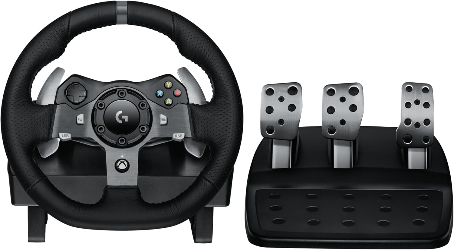 Logitech G G920 Driving Force volant de course et pédales, retour de force réaliste, leviers de vitesse en acier inoxydable, couvre volant pour Xbox Series X|S, Xbox One, PC et Mac - Noir