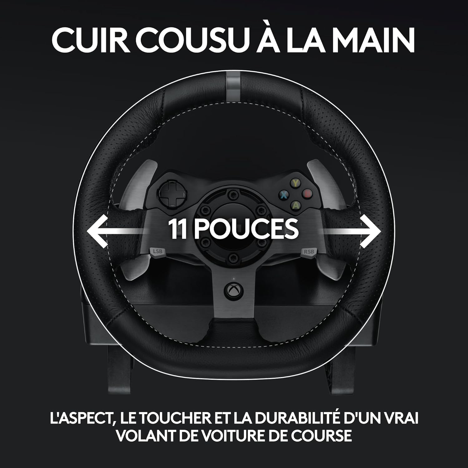 Logitech G G920 Driving Force volant de course et pédales, retour de force réaliste, leviers de vitesse en acier inoxydable, couvre volant pour Xbox Series X|S, Xbox One, PC et Mac - Noir
