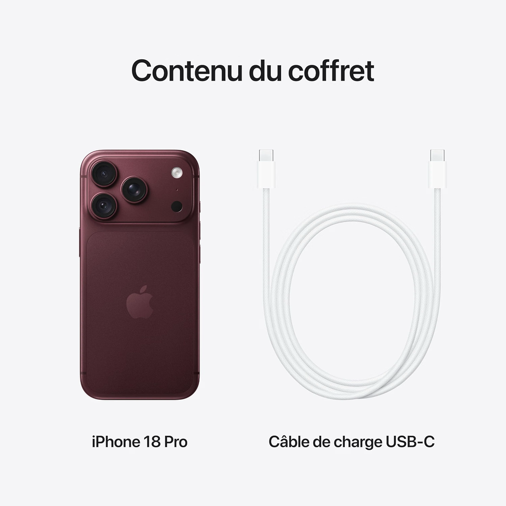 Apple iPhone 18 Pro 256 Go - Bourgogne, Argent