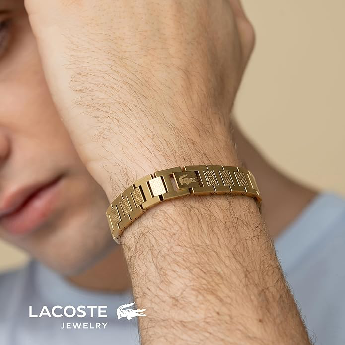 Lacoste Bracelet à maillons Collection METROPOLE Embelli avec motif petit piqué - Disponible pour homme et femme